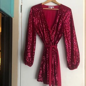Express x Olivia Culpo sequined wrap dress
